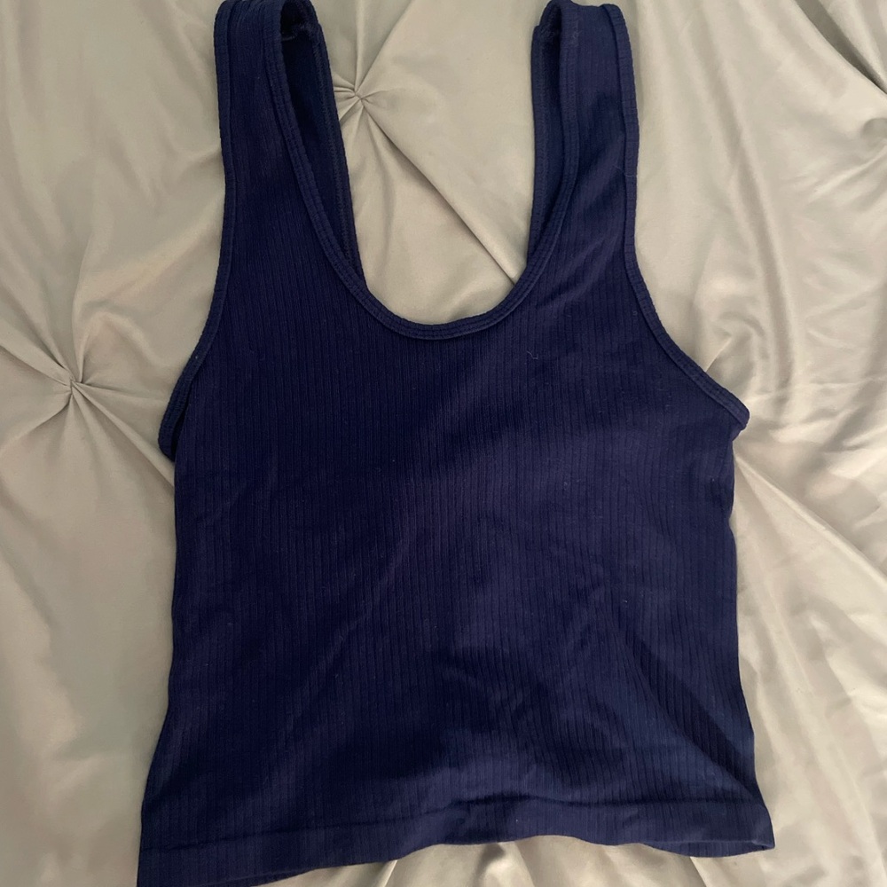 Navy Blue Ribbed Tank Top